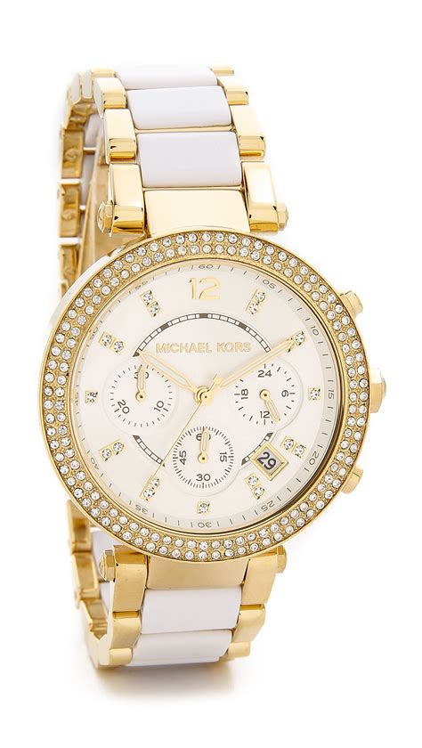 michael kors white and gold ladies watch|michael kors gold watches women.